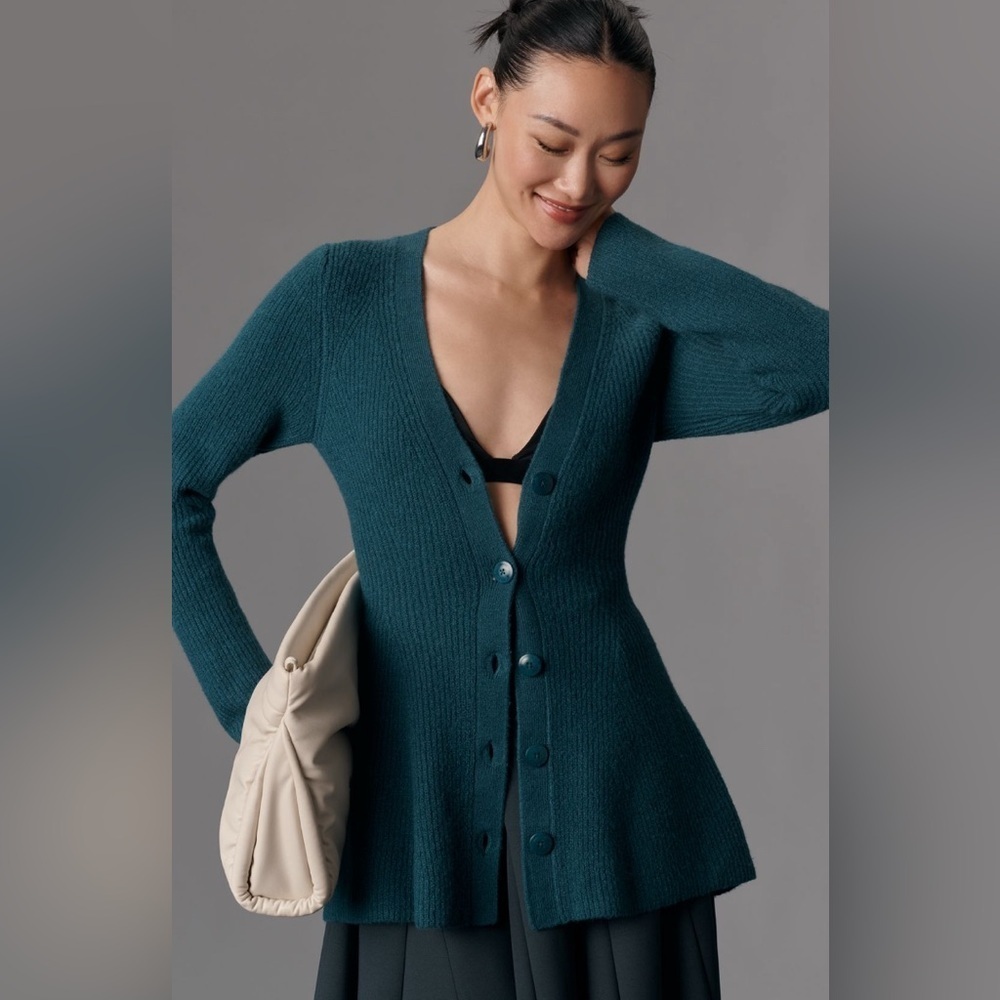 NWT! Anthropologie Maeve Turquoise Hourglass Cardigan Sweater - XS 🎬